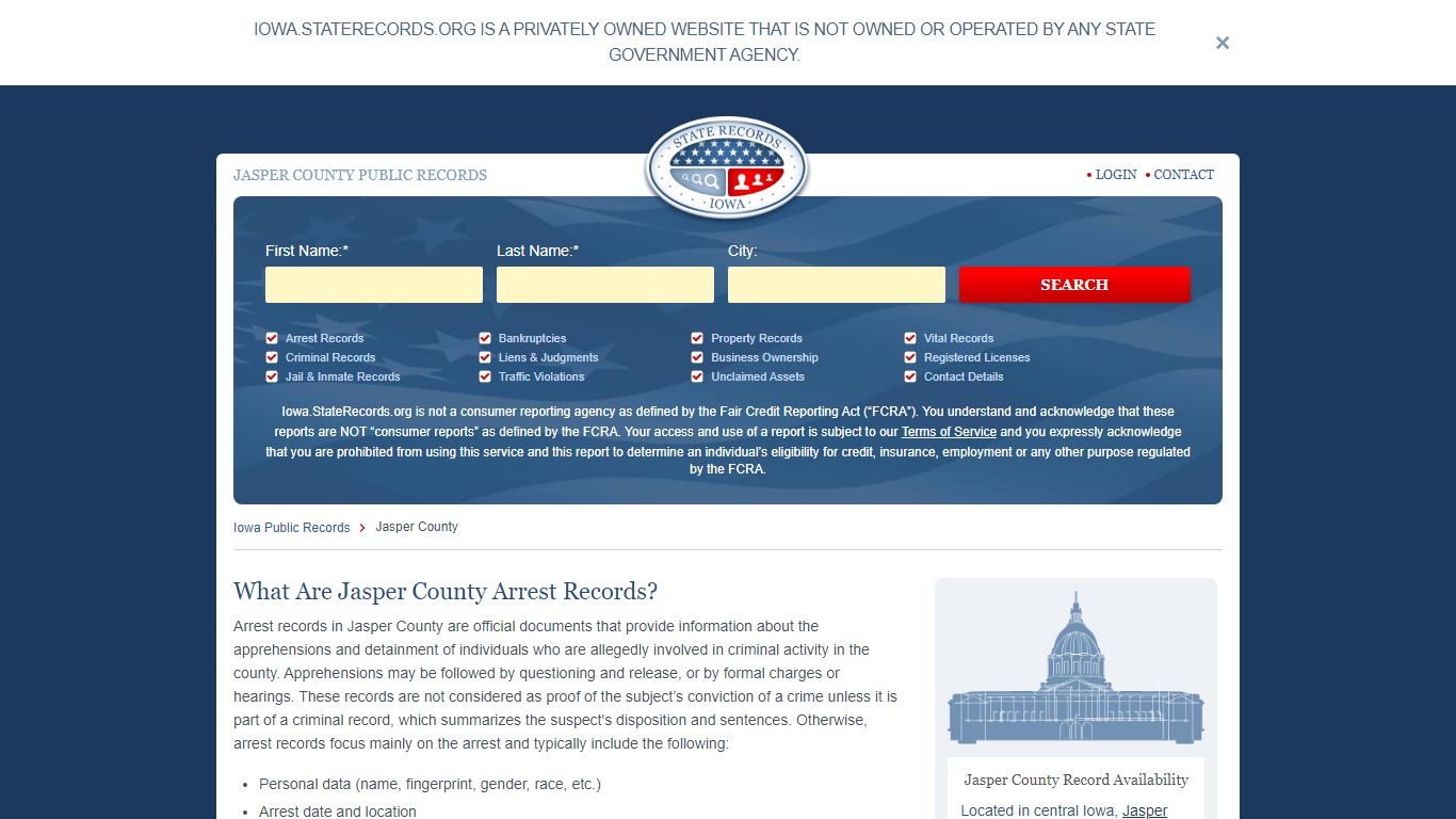Jasper County Arrest, Court, and Public Records | StateRecords.org